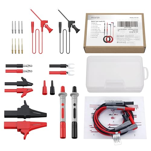 24pcs Electrical Multimeter Test Lead Kit with Alligator Clips, Test Probe, Spring Grabber, Banana Plug M899669
