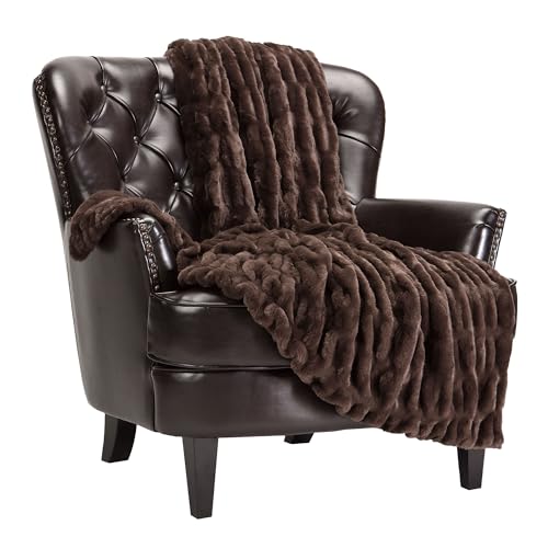 Dark Gray 50" x 65" Faux Fur Throw Blanket H2517