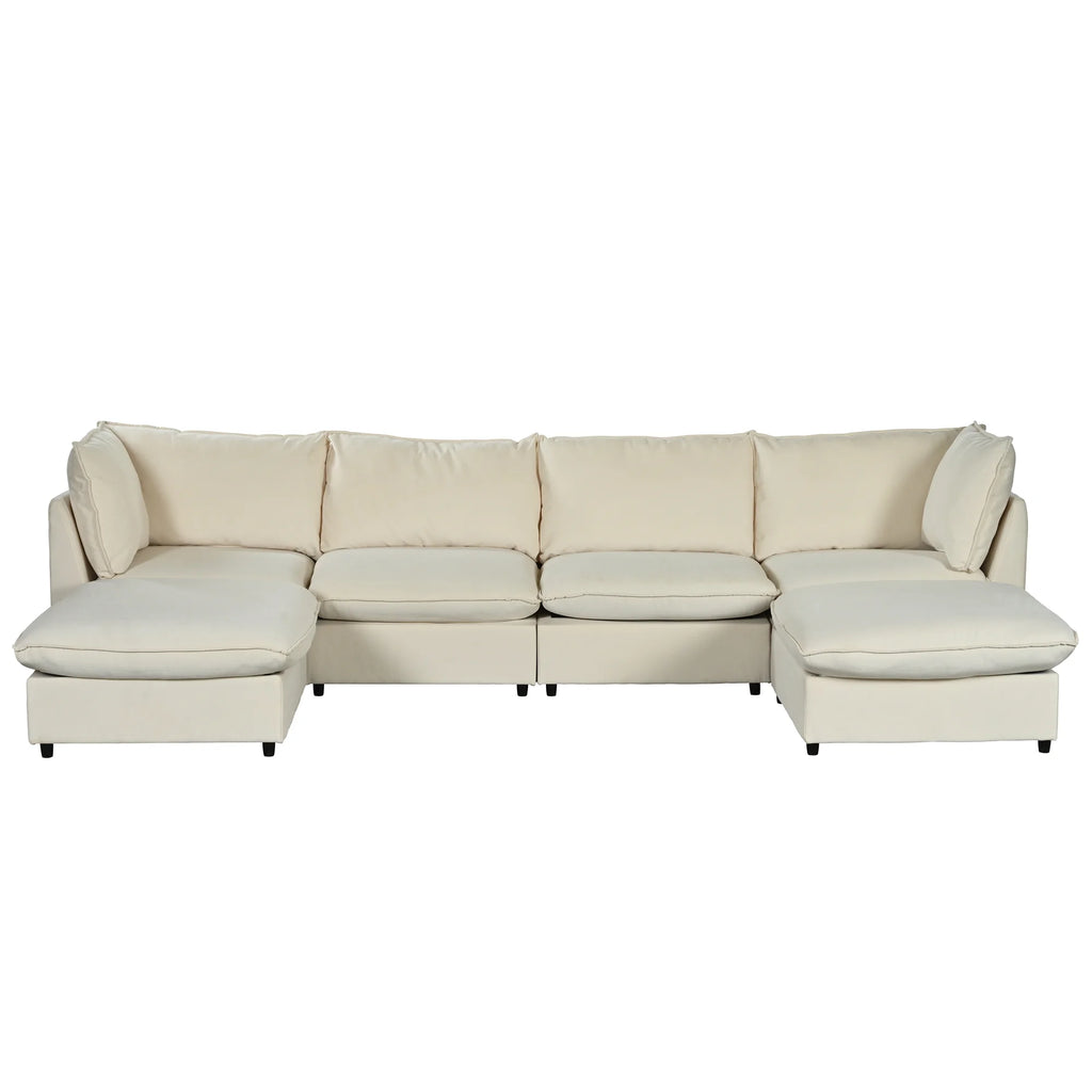 Large U-Shape Sectional Sofa with Removable Ottomans I18471