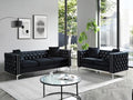 Beige Velvet 2 Piece Sofa Set with Loveseat and 3 Seater L312797