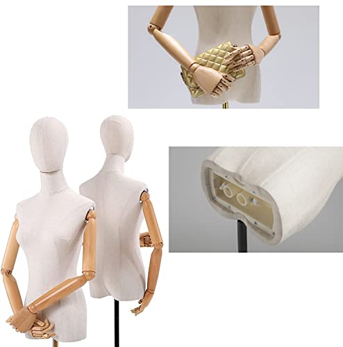 Beige Display Mannequin with Detachable Head, Wooden Hands, Adjustable Height Stand K4661