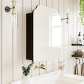 Black Wood Wall Cabinet with Curved Mirror L38537