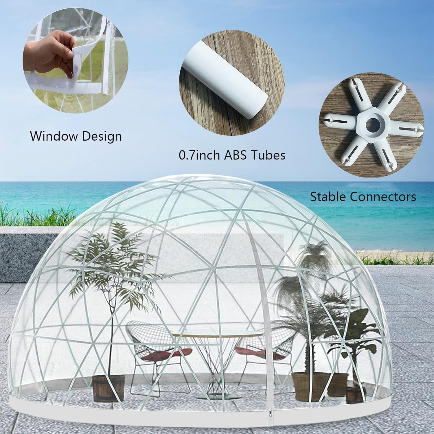 12FT Bubble Tent Dome for 4-8 Person with Triangular Transparent Window A463