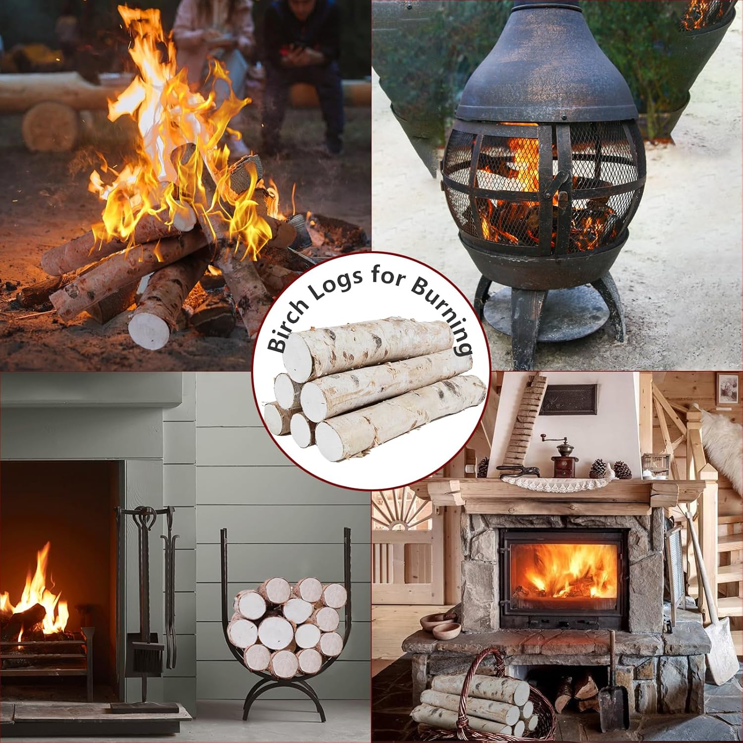 6 Pack Natural Birch Logs 2.3"-3.2" Dia. x 16.5" Length R966857