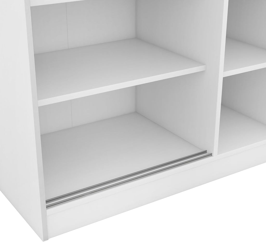 White 3 Doors Wood Wardrobe with Storage Shelves and Hanging Rail Z60478