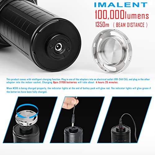 100,000 Lumens Rechargeable LED Flashlight with OLED Display N2594