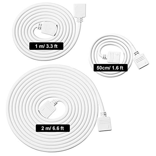 6 Pieces 4 Pin RGB Extension Cable LED Strip Connector Cord Wire Solderless Jumper Cables Kit with 12 Pieces Pin Connector for 5050 3528 RGB LED Strip Light (Black, 1.6 FT, 3.3 FT, 6.6 FT) E163