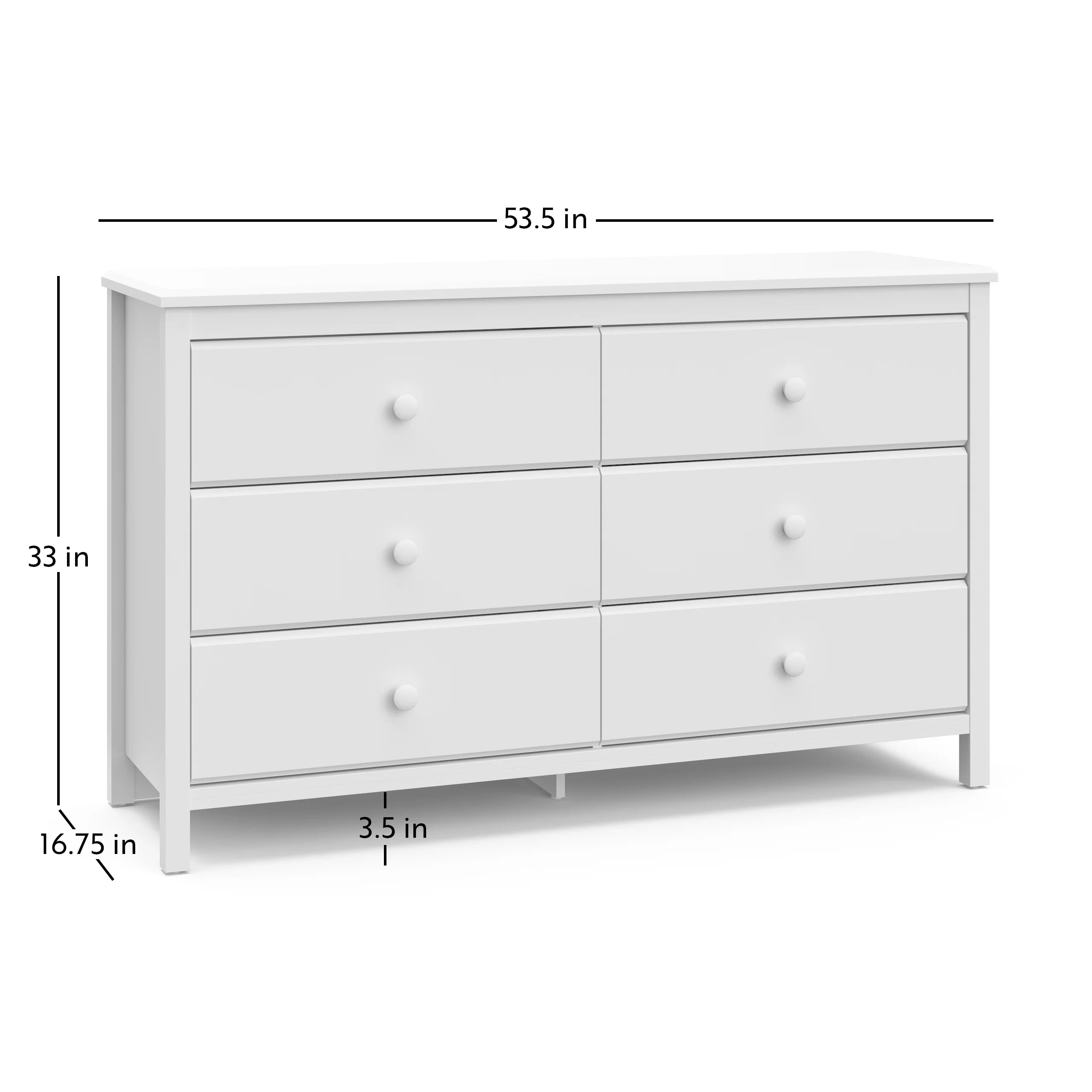 White 6 Drawer Kids Double Dresser X129