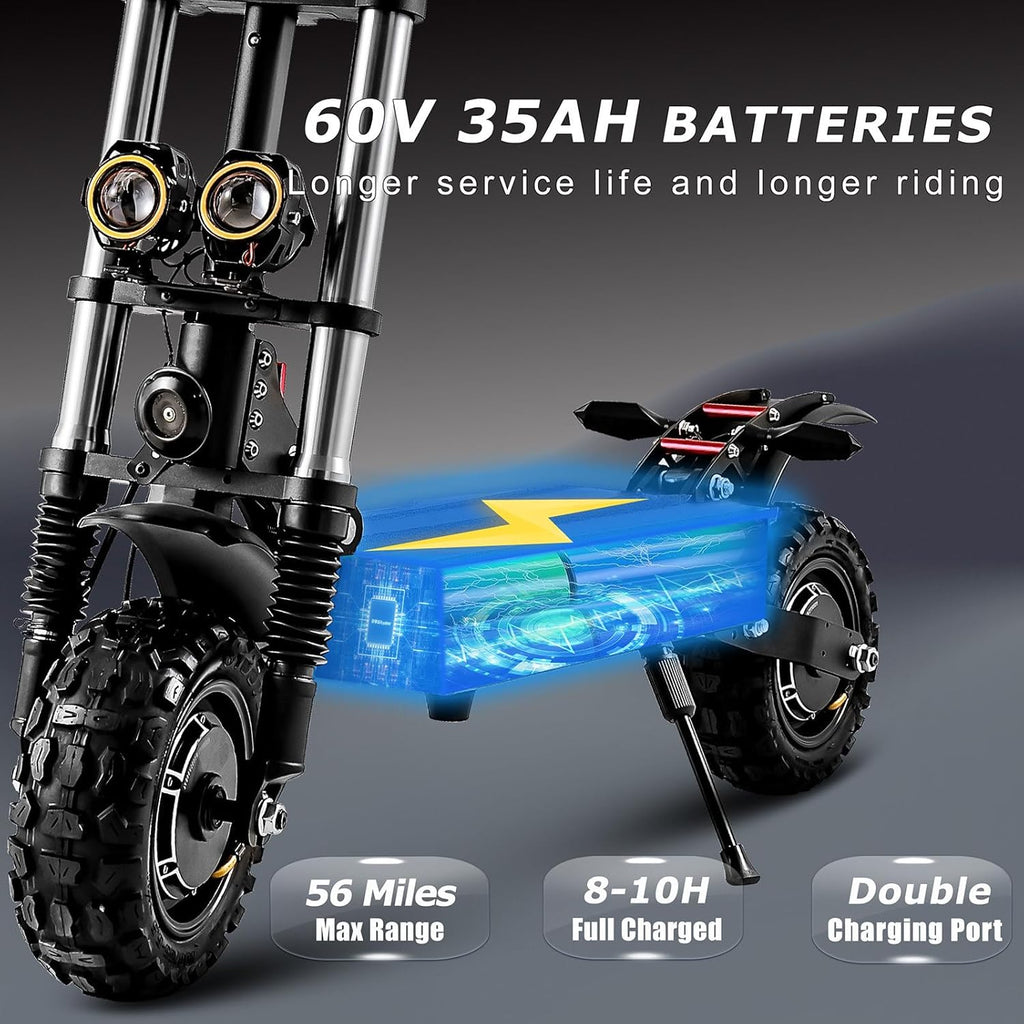 5600W Electric Scooter with Seat, 60V 35Ah, 11'' Fat Tires J825