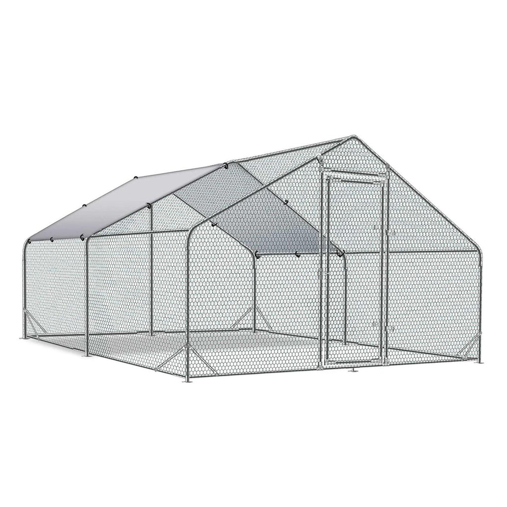 Large Metal Chicken Coop with Wire Mesh Chicken Run O30948