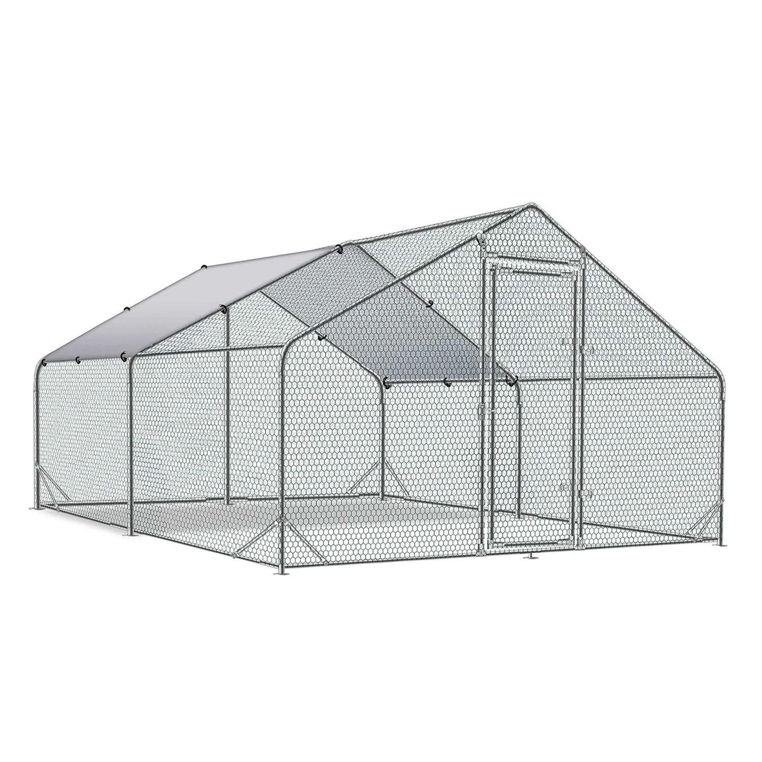 Large Metal Chicken Coop with Wire Mesh Chicken Run O30948