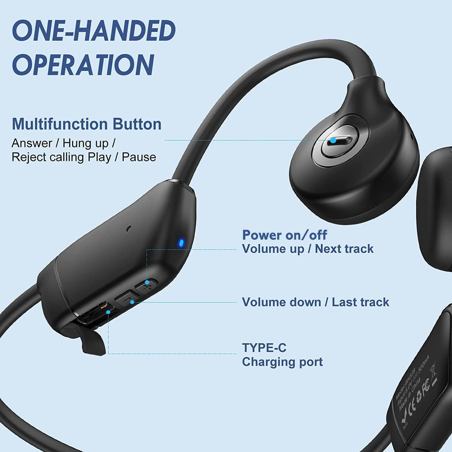 Wireless Open Ear Bone Conduction Headphones with MIC F81912