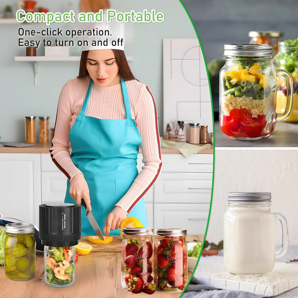 Electric Mason Jar Vacuum Sealer Kit for Wide Mouth and Regular Mouth Jar G414706