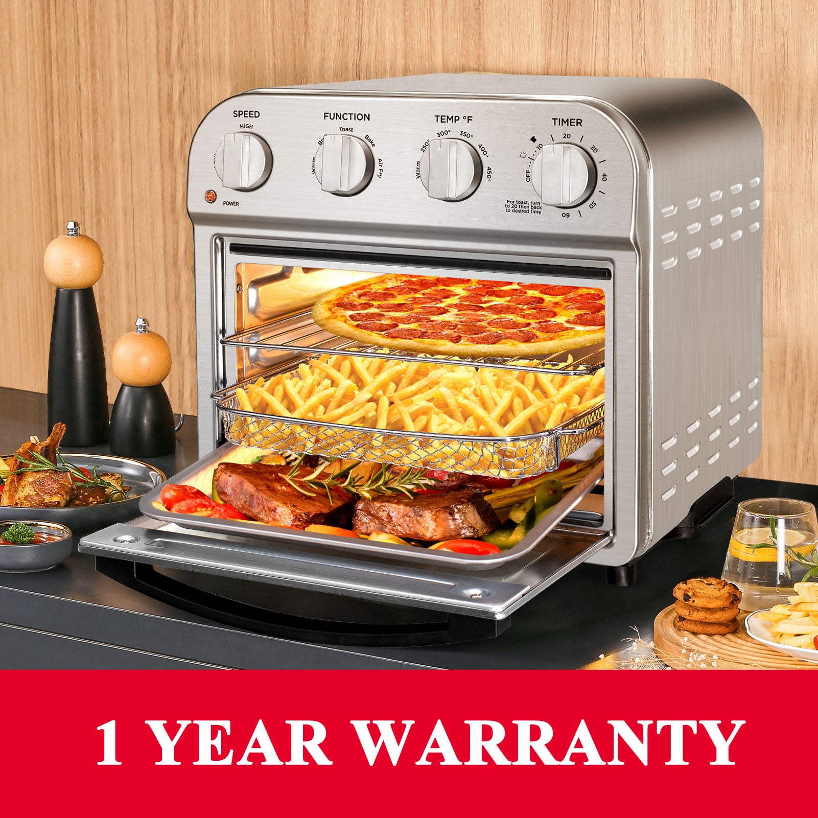 Stainless Steel Air Fryer Toaster Oven Combo S21192