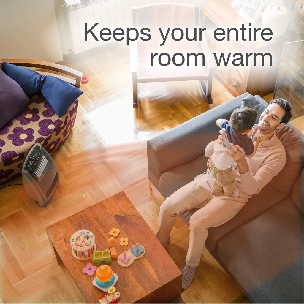 22.5" 1500W Ceramic Room Heater with Remote, Black/Silver I5472