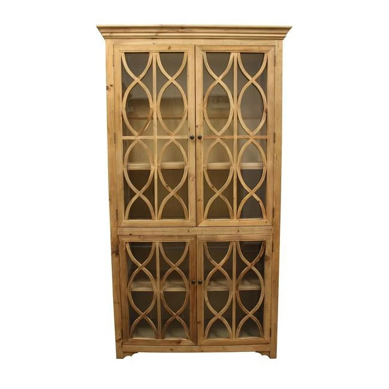 Natural Solid Wood Cabinet with 4 Glass Doors C704