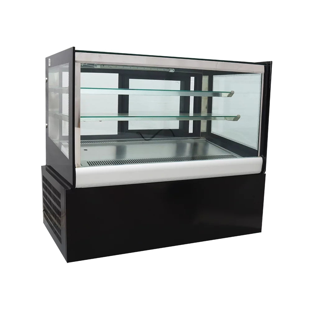 35" Refrigerated Cake Showcase Cooling Display Case Bakery Cabinet Defrost Right Angle 2-layer Back Sliding Door Desktop A5184