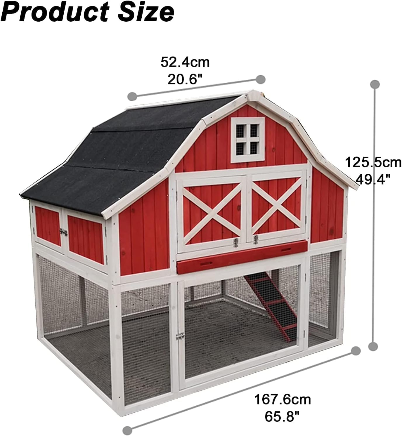 Large Wooden 65 inch Rabbit Hutch with Door and Removable Bottom Wire Mesh I885059
