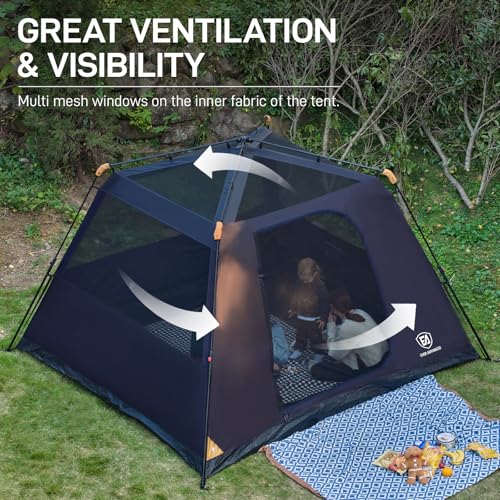 Blackout 6 Person Instant Cabin Tent with Vestibule and Large Mesh Windows Z986