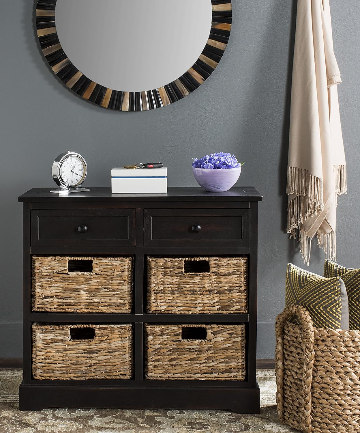 Brown Wicker Basket Storage Unit P59362