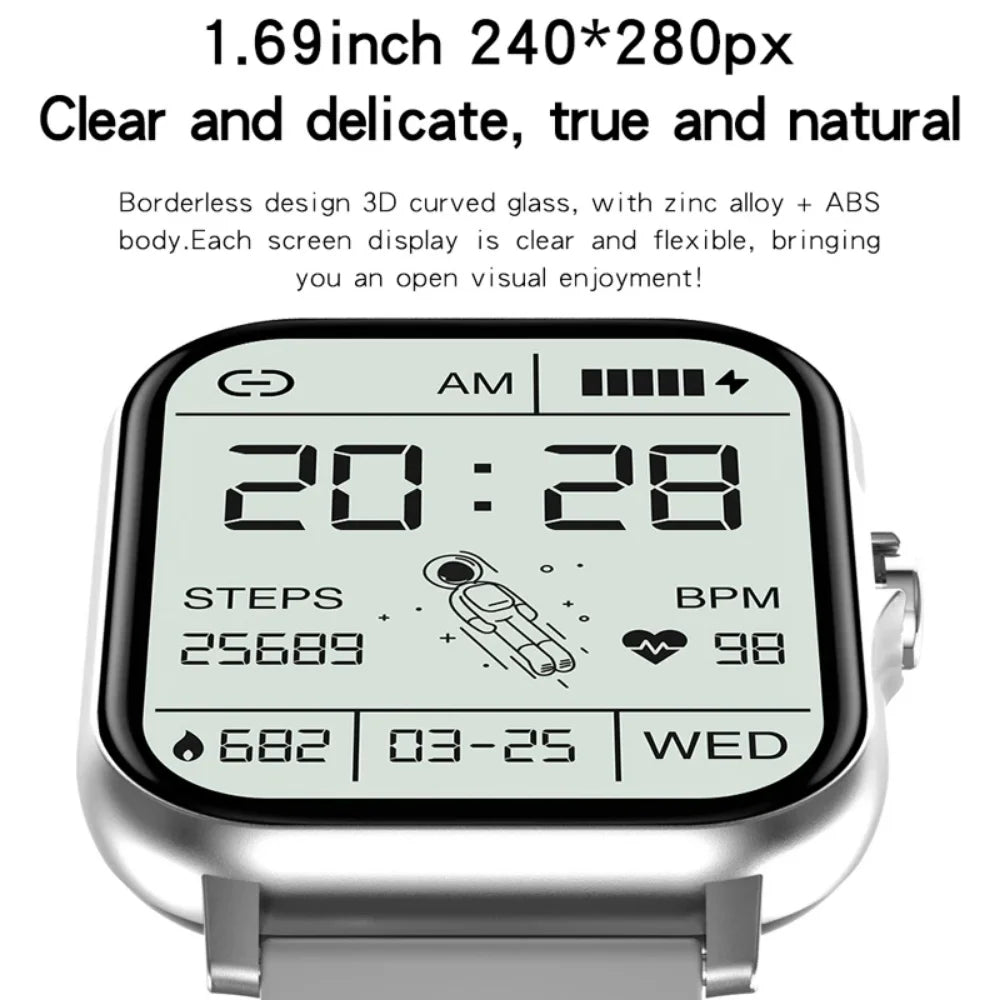 1.69inch Full Touch Screen Smart Watch With Heart Rate Fitness Tracker BT Call E666