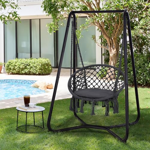 Grey Hammock Chair with Stand I733