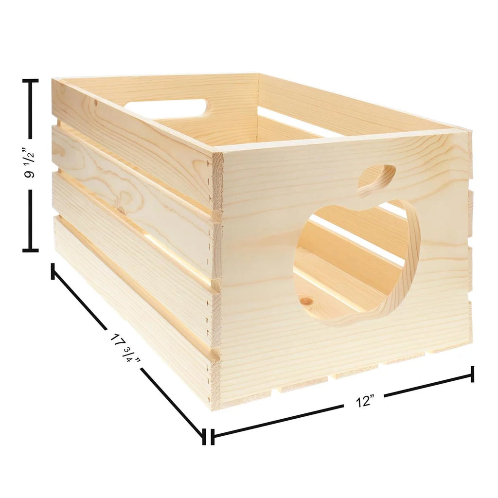 Wooden Crate with apple cutout, Pine, 17.75" x 12" x 9.5" D820