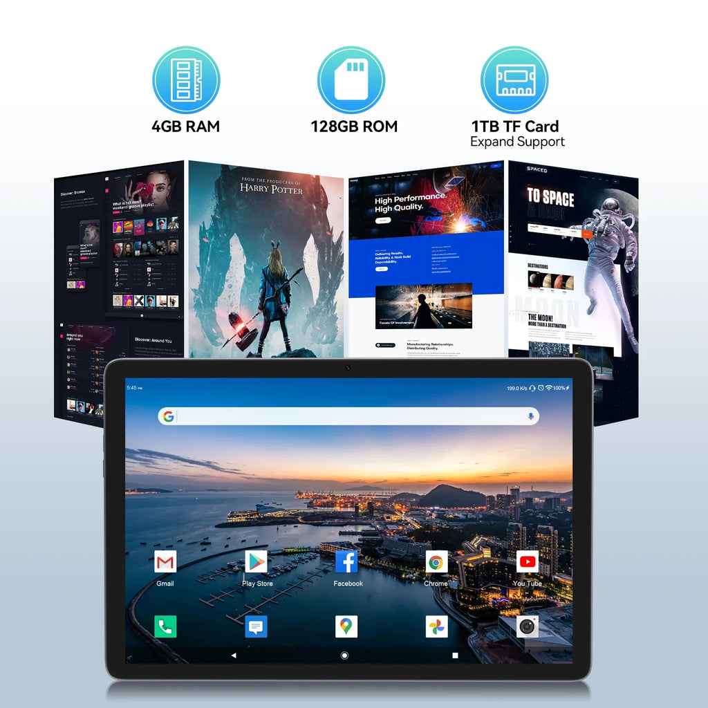 10.1 inch Android 12 Tablet 4GB Ram 128GB Rom T818