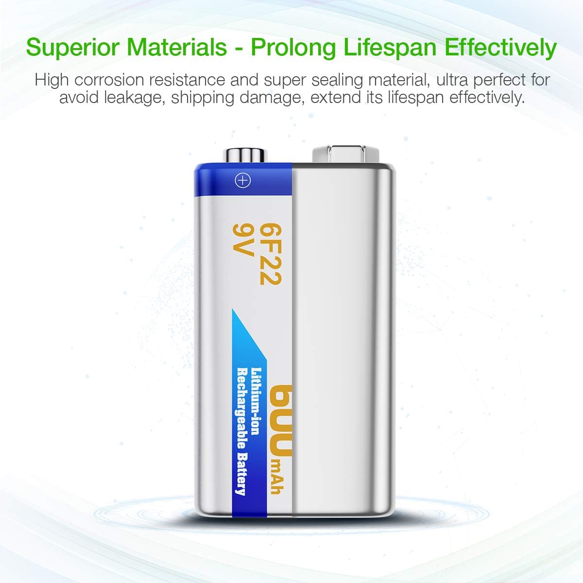 9V Li-ion Rechargeable Batteries 600mAh 4-Pack with LCD Smart Battery Charger E22542