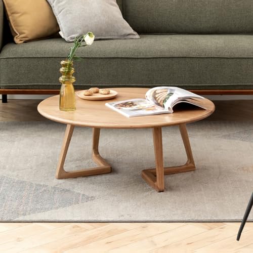 Solid Oak Wood Round Coffee Table E742002