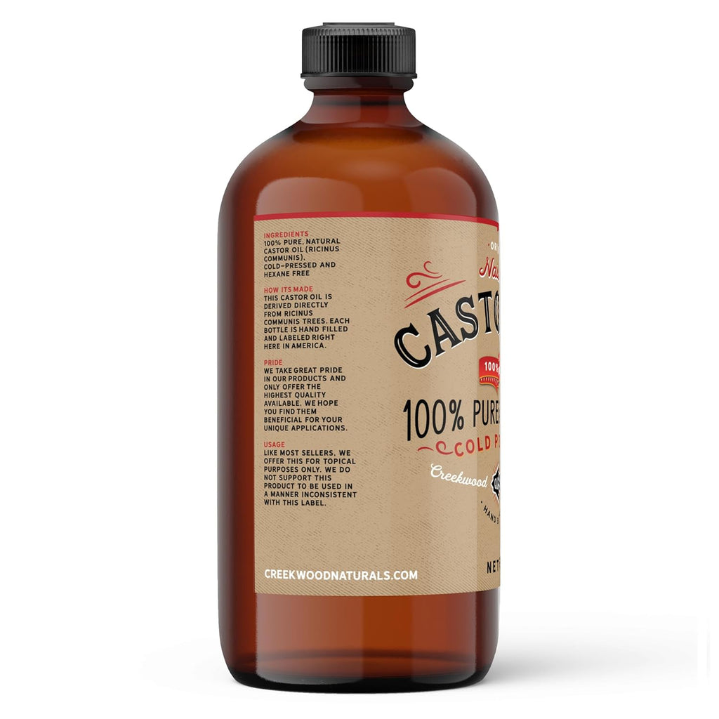100% Pure Cold Pressed Castor Oil in Glass Bottle P52900