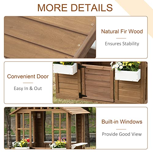 White 47" x 38" x 54" Wooden Playhouse J465005