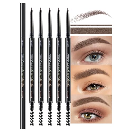 4 Fork Tip Eyebrow Pen with Dual-ended Eyebrow Brush, Waterproof, Gray Brown J97275