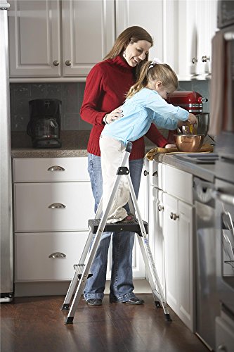 2 Step Folding Step Stool, Aluminum/Black J911
