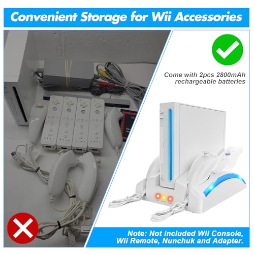 Wii Charging Dock Station with 2 Pcs Rechargeable Battery W669