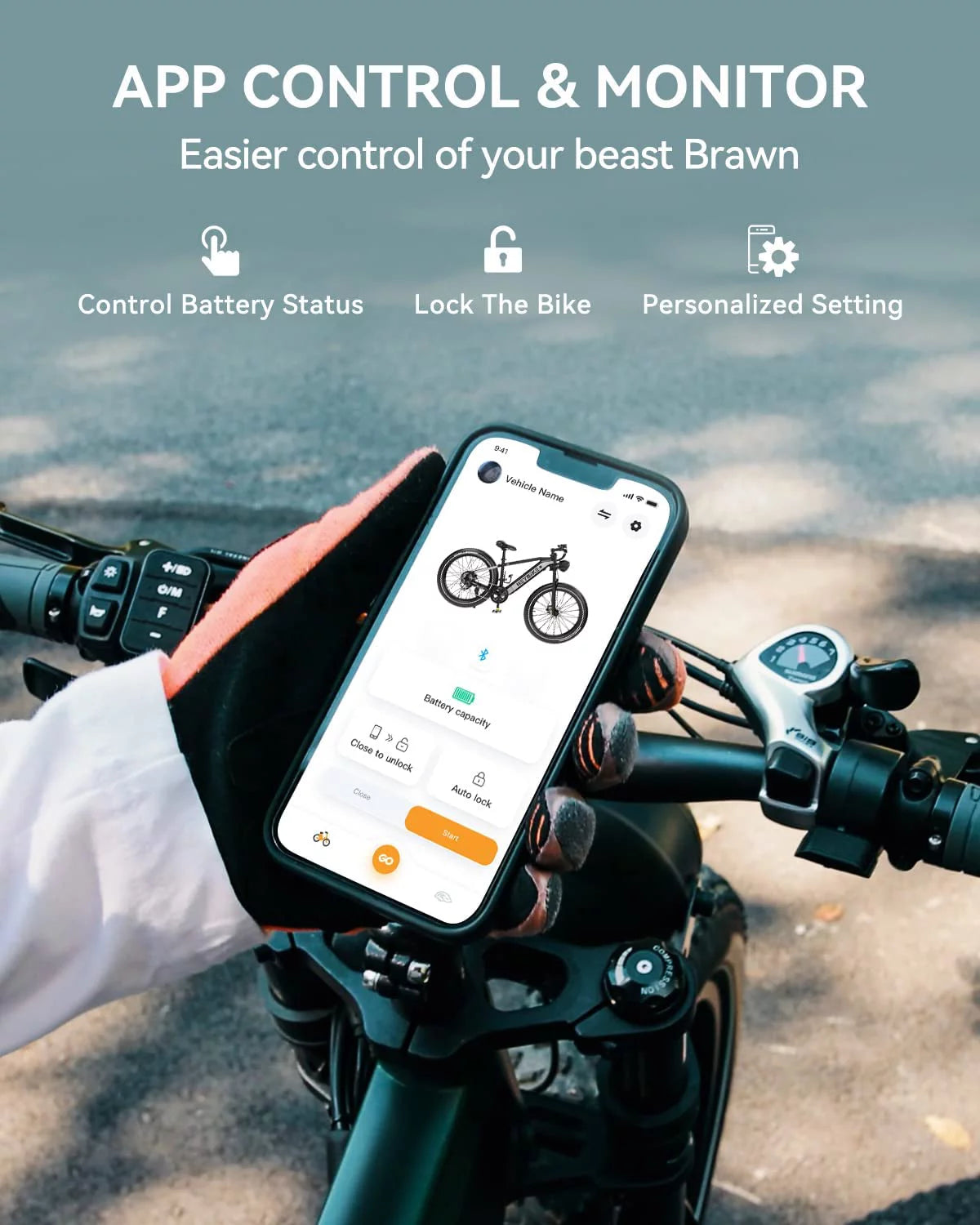 750W Fat Tire Electric Bike with 48V 18Ah Removable Battery U786019
