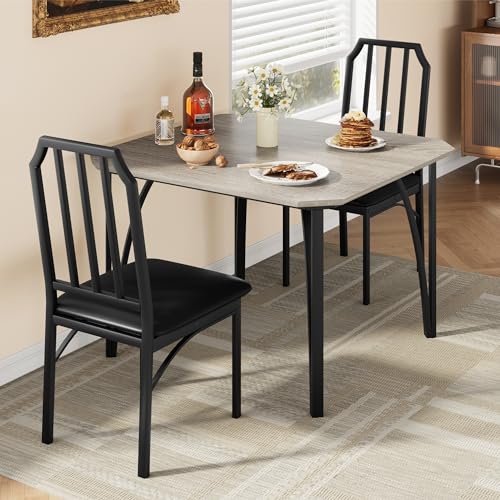 Rustic Brown 3 Piece Dining Table Set with Cushion Seats D1536
