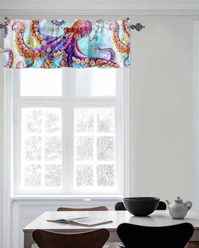 Rod Pocket Window Valances Short Kitchen Curtains 54x18IN,1 Panel D868