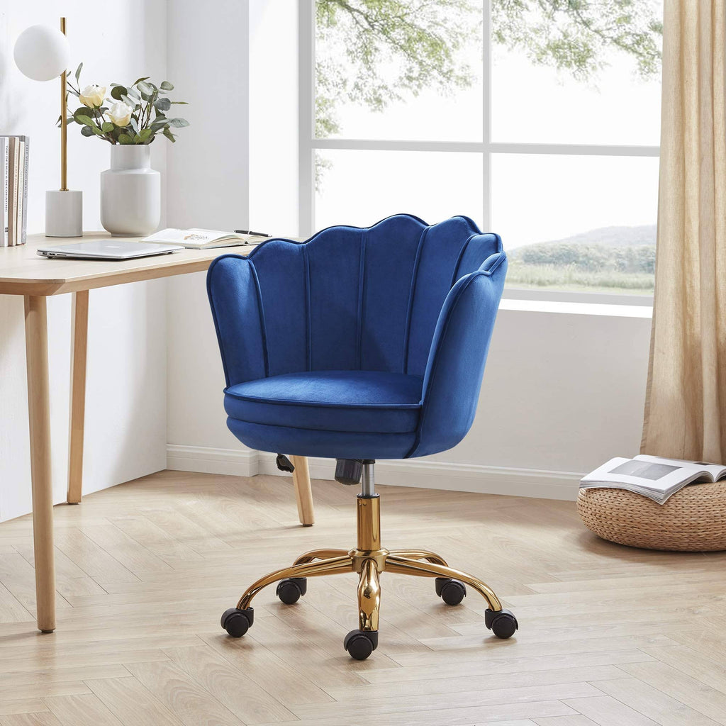Blue Velvet Swivel Desk Chair T7278