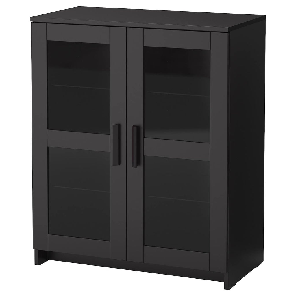 Black Glass Cabinet with Doors Z4430