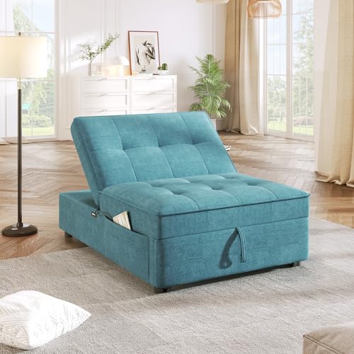 White 4-in-1 Sleeper Sofa Chair Bed with Storage Pocket and USB Port F983024
