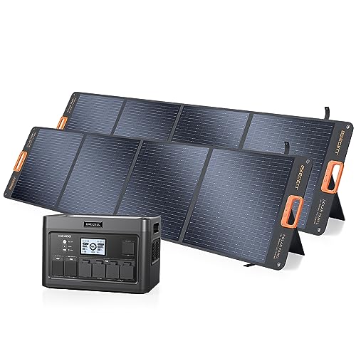 2400W Portable Power Station with 2 * 100W Solar Panel, 1843Wh LiFePO4 Battery with 11 Outlets H727