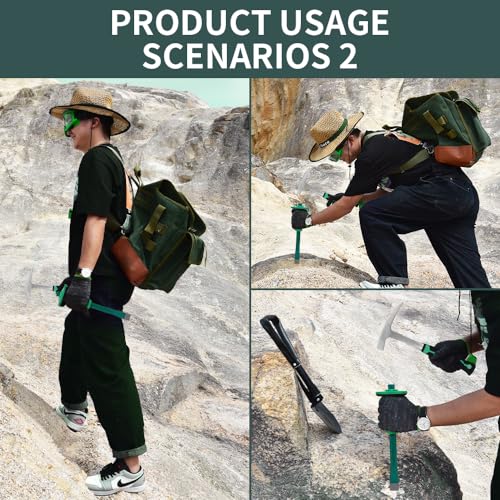 15 PCS Geology Rock Pick Hammer Kit with Digging Chisels, Shovel, Backpack, Magnifying Glass, Goggles, Whistle, Soil Sieve D57162