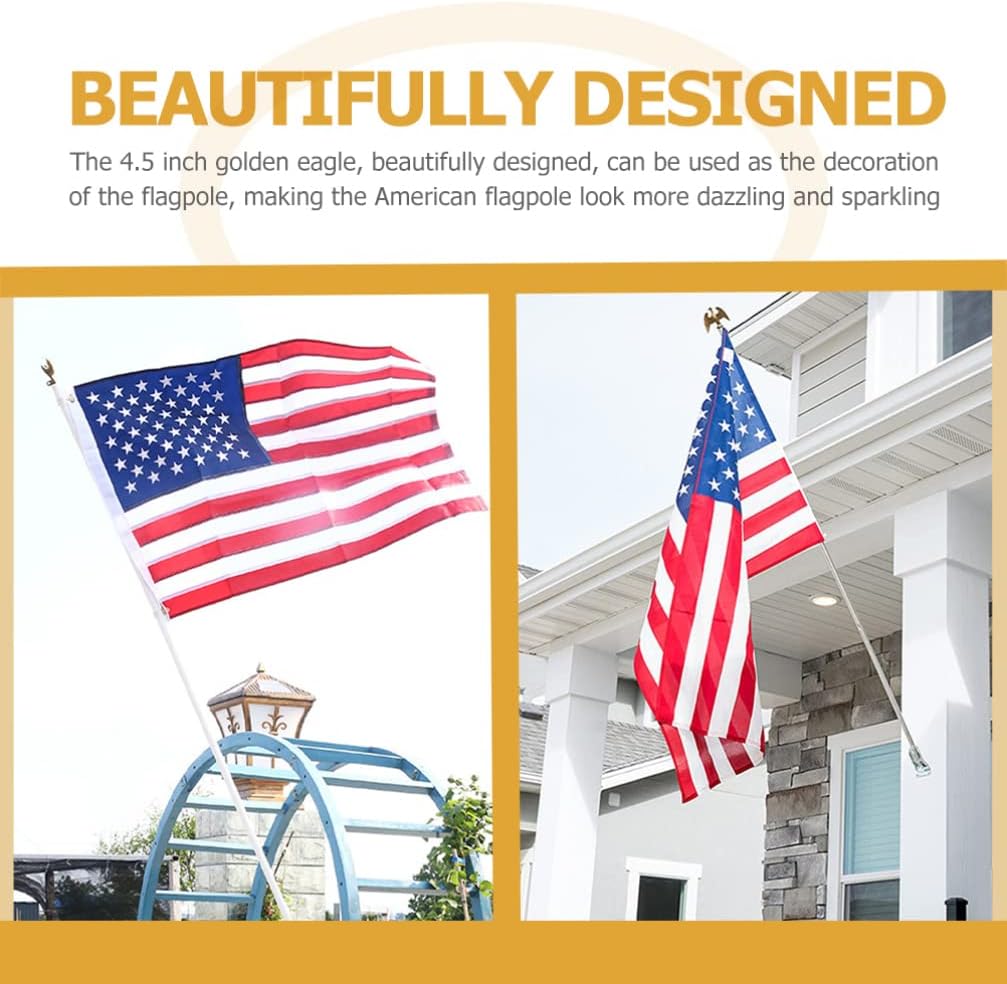 2PCS Plastic Flag Pole Eagle Topper Ornament Decoration R3833