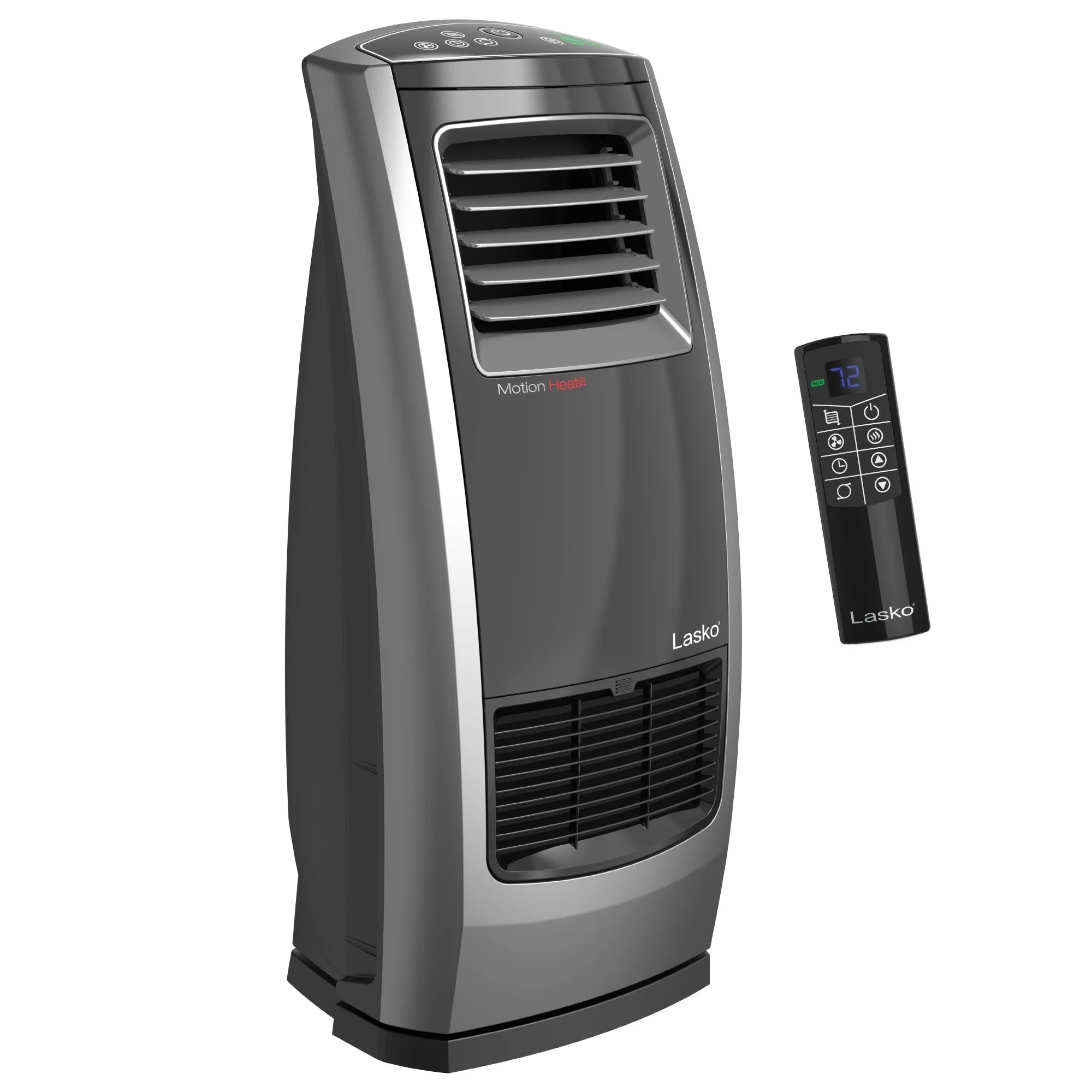 22.5" 1500W Ceramic Room Heater with Remote, Black/Silver I5472