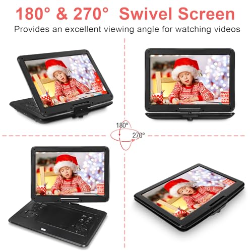 16.9" Portable Mobile DVD Player with 14.1" Large Swivel Screen with 6 Hrs Rechargeable Battery (Blue) O6413