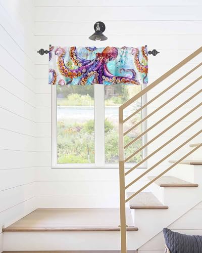 Rod Pocket Window Valances Short Kitchen Curtains 54x18IN,1 Panel D868