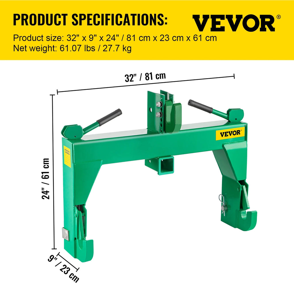 3-Point Quick Hitch, 3000 lbs Lifting Capacity, Category 1 & 2 U5553