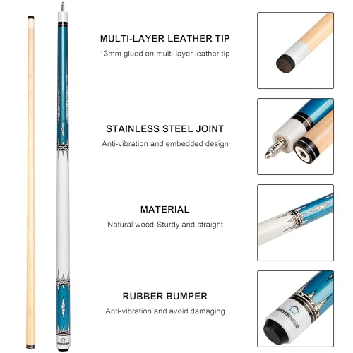58 inch Pool Cue Stick with 13mm Fiber Leather tip 20oz D656617