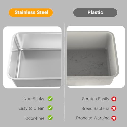 XL Stainless Steel Metal Litter Box with High Wall Sides and Lid Y1054